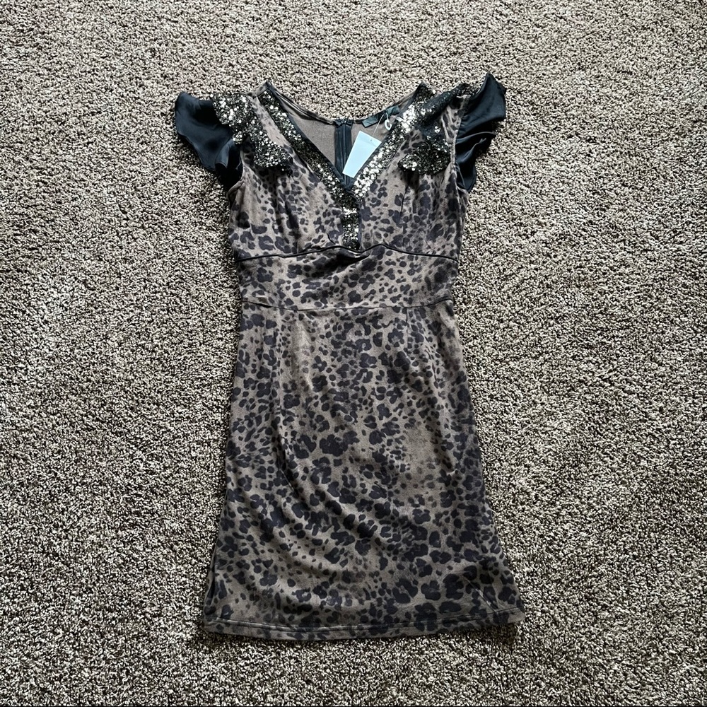 NEW Tov Leopard Ruffle Party Dress